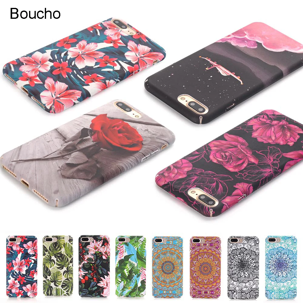 

Boucho Case For iphone 6 6S Plus 7 8 plus X XS MAX XR 8plus Cover Flower Banana leaf Patterned Phone Cases For iphone X 7plus