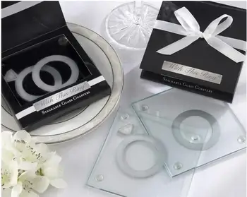 

wedding favor glass coaster With this Ring wedding party guest gifts give away souvenirs bridal shower favors 100pcs/lot