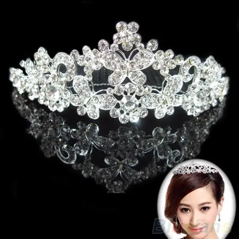 2016 Wedding Bridal Party Butterfly font b Tiara b font Crystal Rhinestone font b Jewelry b
