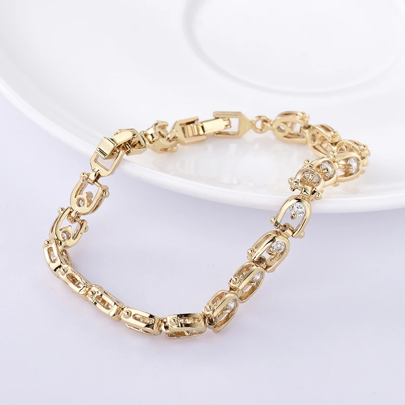 Женский браслет с кристаллами GULICX 7 дюймов золотой цирконом L030|bracelts for women|zircon