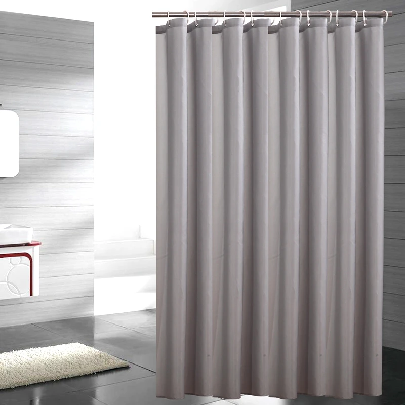 Heavy Weight Fabric Shower Curtain- Mildew Resistant, Water Repellent, and Washable Curtain, Gray Bath Curtains 5