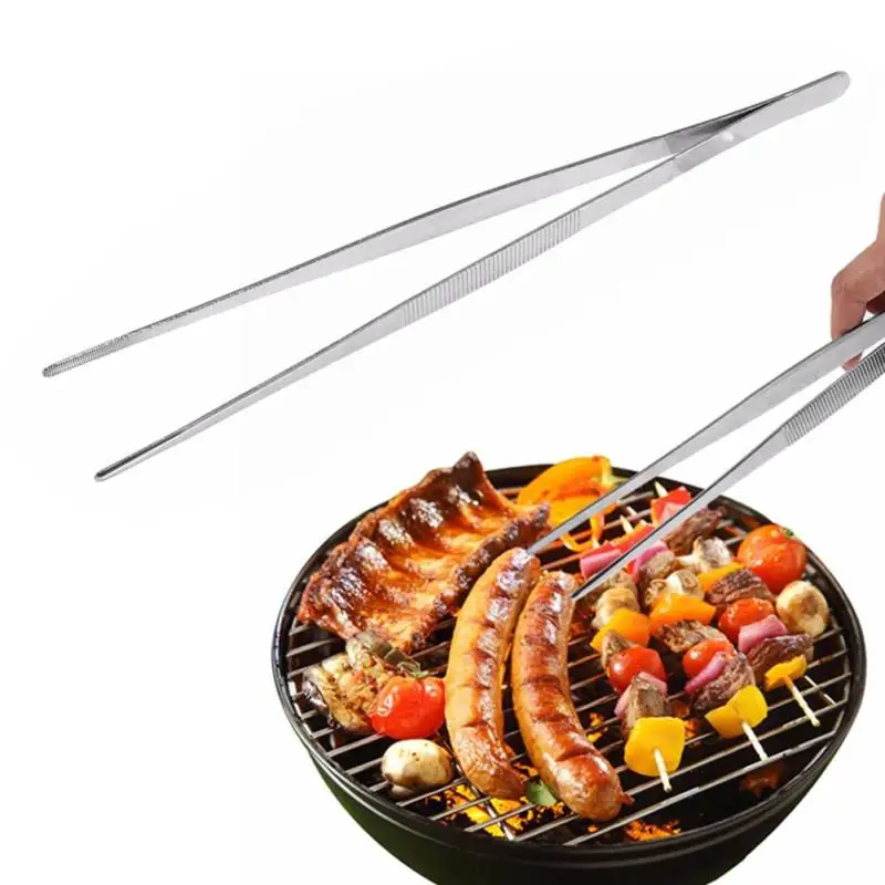

1pc Barbecue Tongs Food Tongs Food Clip Kitchen With Stainless Steel Tweezers Plastic Clip Barbecue Buffet Restaurant Tool #A20
