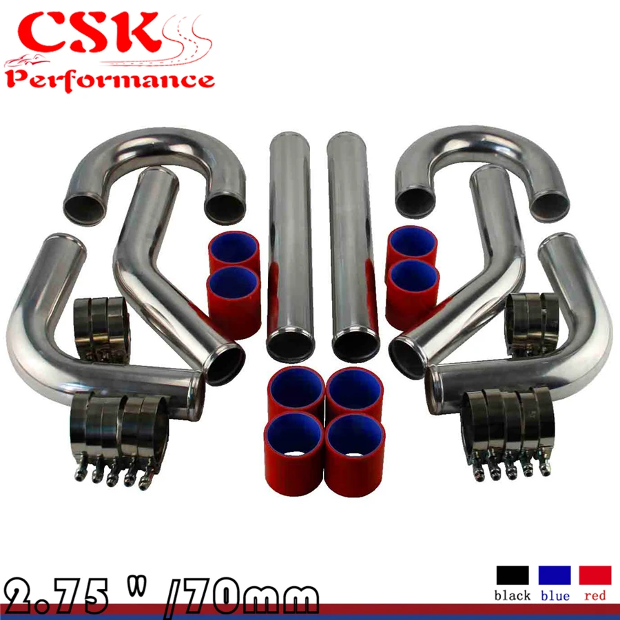 8 Pcs Universal 2.75" 70MM Aluminum Piping kit Turbo Boost Intercooler