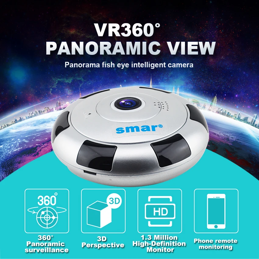 Мини очки виртуальной реальности VR IP Камера Беспроводной 960P HD Smart 360 градусов