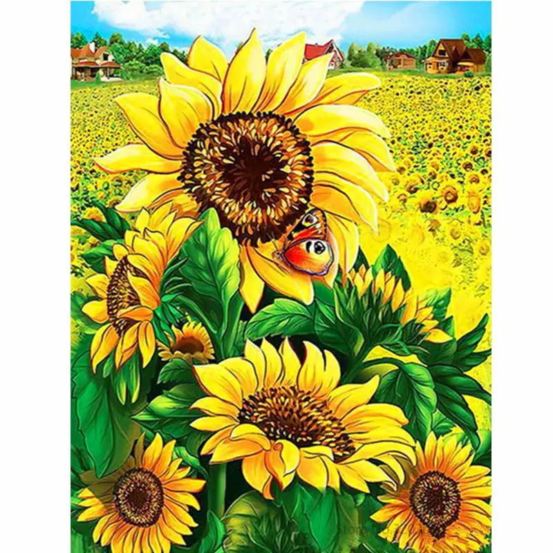 

CHUNXIA Framed DIY Painting By Numbers Sunflower Acrylic Painting Modern Picture Home Decor For Living Room 40x50cm RA3286