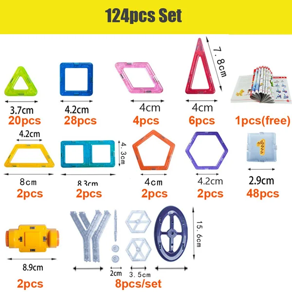 100-298 шт Мини Размер магнитные блоки дизайнерский набор для строительства модель и пластиковые магнитные блоки Развивающие игрушки для детей подарок - Цвет: 124pcs