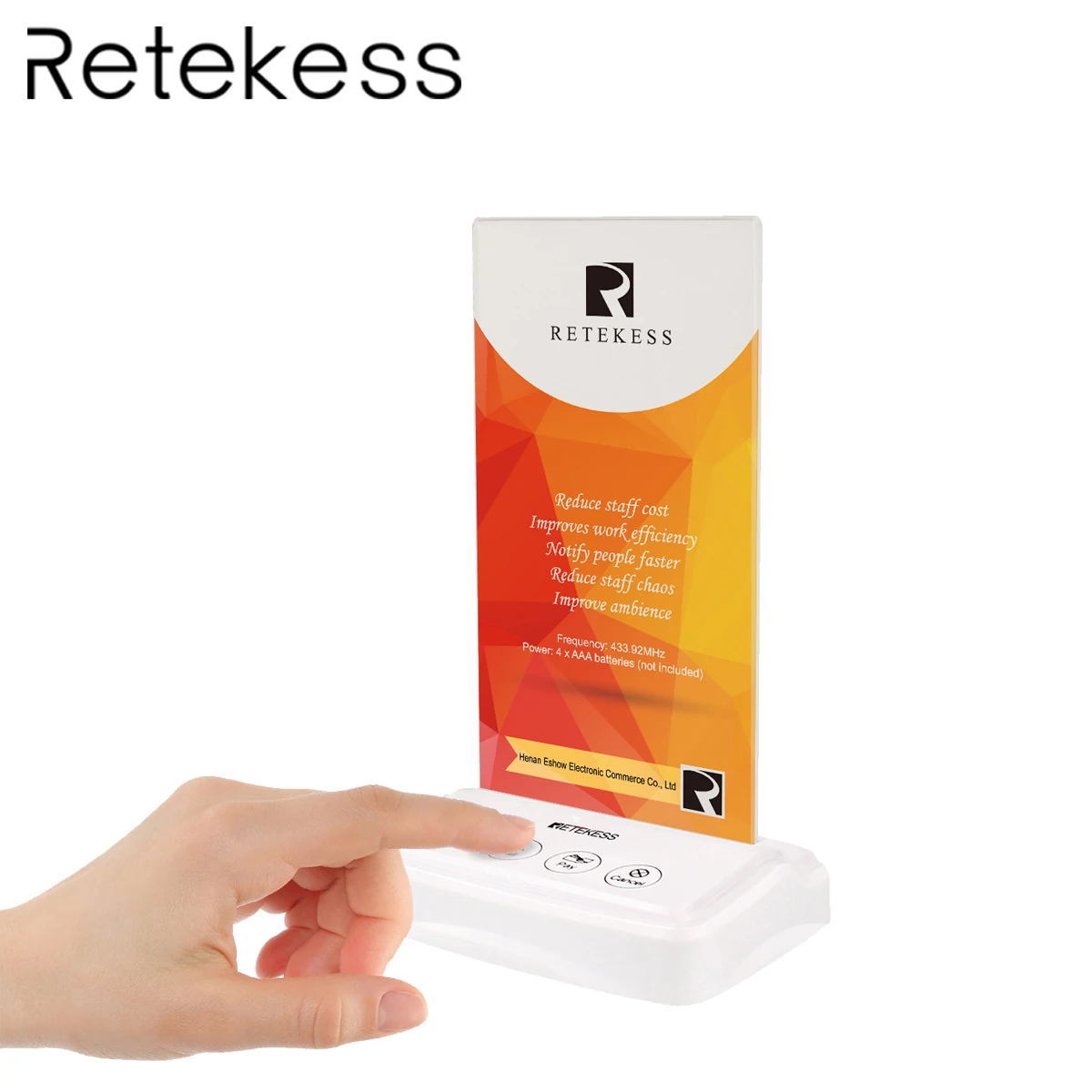 

RETEKESS TD001 Wireless Table Card Pager White Four Key Transmitter Button For Tea Coffee Bar Calling System ASK 433MHz F9456B