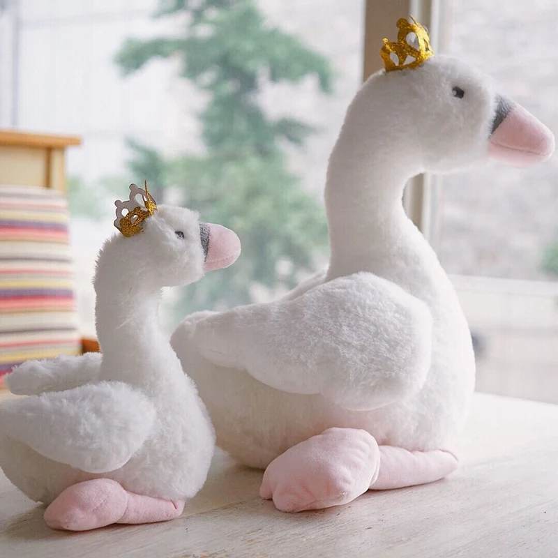 stuffed swan with crown