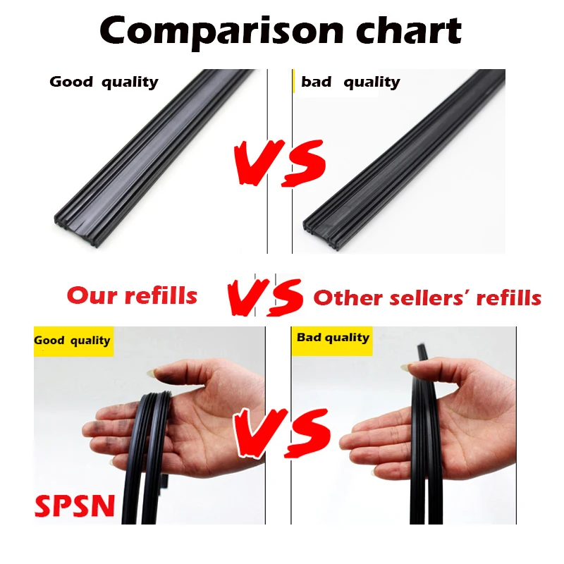 2Pcs/lot Universal AAA-Grade Auto Vehicle Insert Soft Rubber Strip Refill For Frameless Wiper Blades 6mm 26