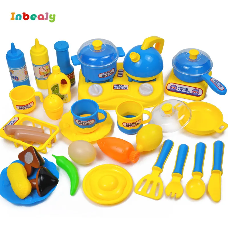

Inbeajy Kids Kitchen Cookings Toy For Boys and Girls Children Kitchen Toys Pretend Play Utensils Simulation Children's Toys Set