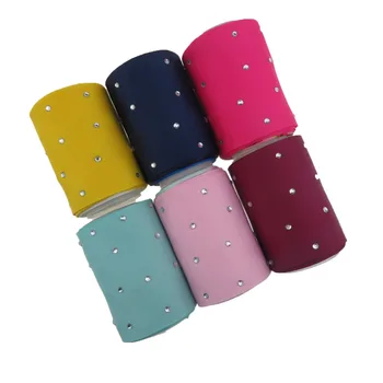 

BOCA 100yards/ roll 75MM 100% Polyester Rhinestone diamond Printed solid Grosgrain Ribbon For Decoration