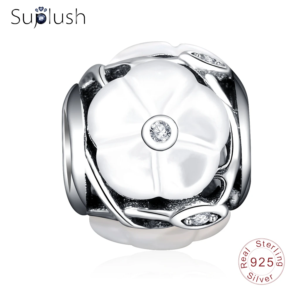 

Suplush New Luminous Floral Openwork Charm Beads fit Original Pandora Bracelets 100% 925 Sterling Silver Flower Jewelry Making