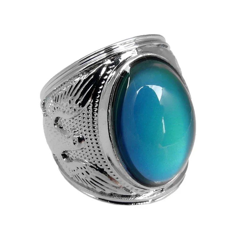 Винтажное кольцо в стиле ретро, меняющее цвет, овальное кольцо, зависит от температуры, регулирующее цвет кольца для женщин