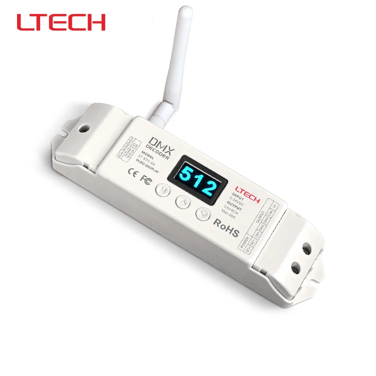 

LT-874-5A 2.4G wireless DMX512 led decoder;DC5-24V input;5A*4CH output