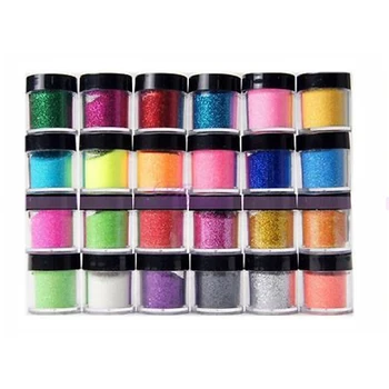 

Nail Decor 24 Color Bling Glitter Powder Nail Art Dust Acrylic UV Manicure Decor Sets 2018 New Arrival Nail Art Powder Promotion