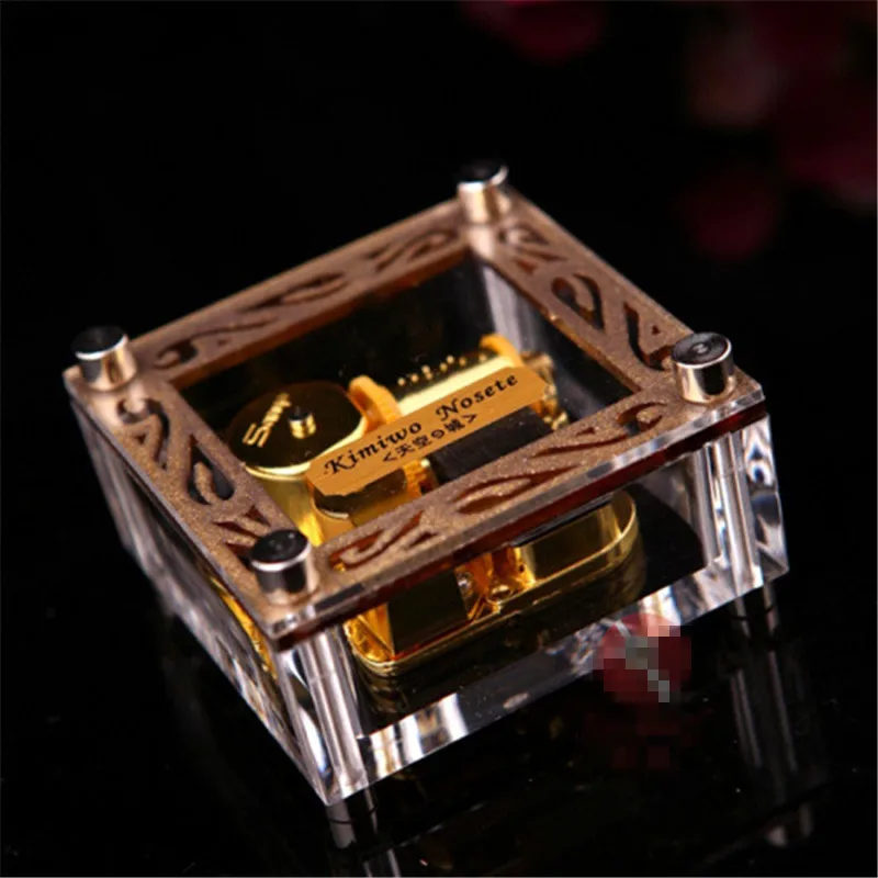 New Gold Square font b music b font font b box b font mini acrylic font
