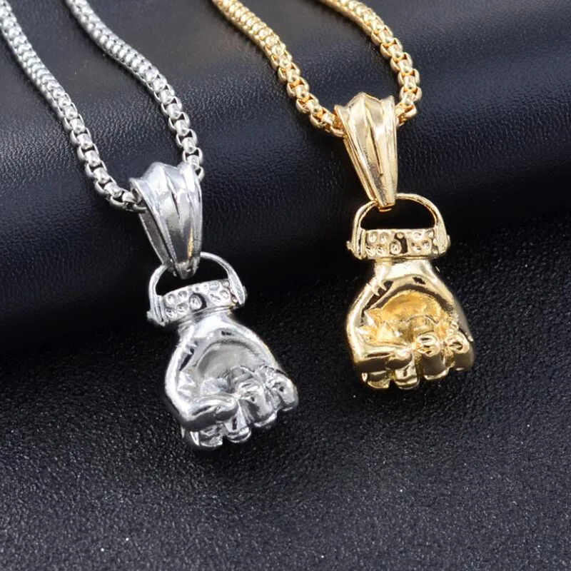 

Fashion Personalized Hand Fist Necklaces & Pendants Metal Alloy Silver Gold Long Chain Necklace Women Men Unisex Hip Hop Jewelry
