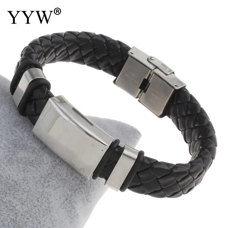 Мужские браслеты и браслеты из искусственной кожи браслет из нержавеющей стали для мужчин черные силиконовые резиновые браслеты модные ювелирные изделия