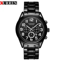 Хронограф 24 часов Функция Спорт Часы Бизнес Часы Сталь Для мужчин наручные Для мужчин Повседневное Часы Relogio Curren 8050
