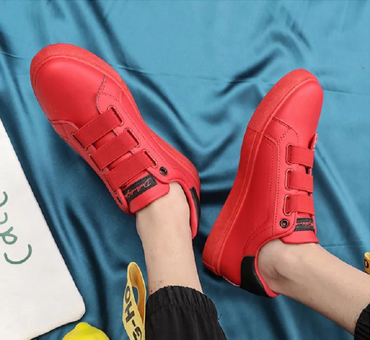 Spring Autumn Man Skateboarding Leather stitching Shoes Sneakers Breathable Elastic band  Hard-Wearing Round head Flat Shoes Man (18)