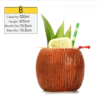 Hawaii-Themed Ceramic Tiki Beverage Mug