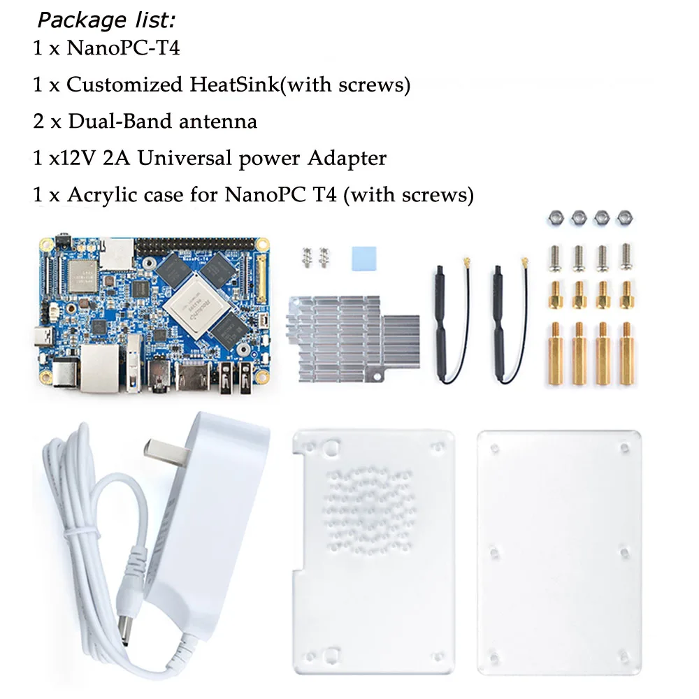 NanoPC T4 Минимальный Rockchip RK3399 Soc 4 Гб ОЗУ 16 Гб eMMC AI и приложения глубокого обучения двухдиапазонный wifi M.2 PCIe NVME - Цвет: Kit A