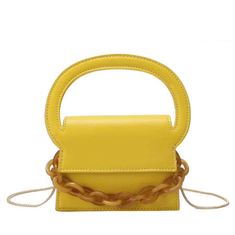 

Cute Mini Arcylic Chains Handbag Women Shoulder Bags Small Top-handle PU Leather Clutch Bag Ladies Totes Messenger Crossbody Bag