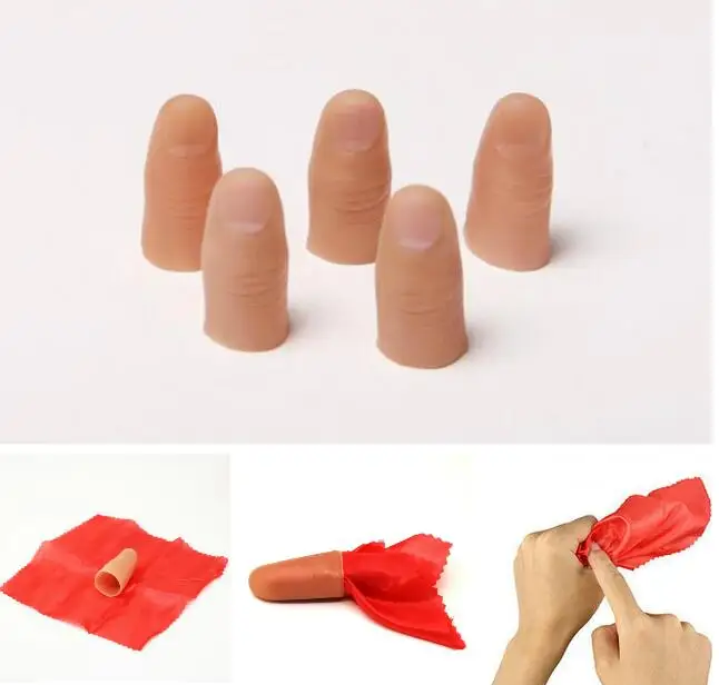 

Wholesale 1Pcs Fake Soft Thumb Tip Finger Fake Magic Trick Close Up Vanish Appearing Finger Trick Props Toy Funny Prank Party