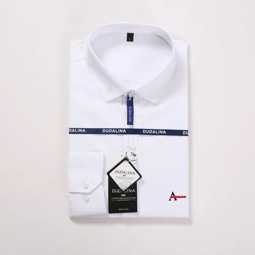 Aramis Sergio K Dudalina, мужская рубашка, Camisa Social Masculina,, мужская рубашка с вышитым логотипом, длинные рукава, деловые повседневные рубашки для мужчин - Цвет: A-1708WHITE
