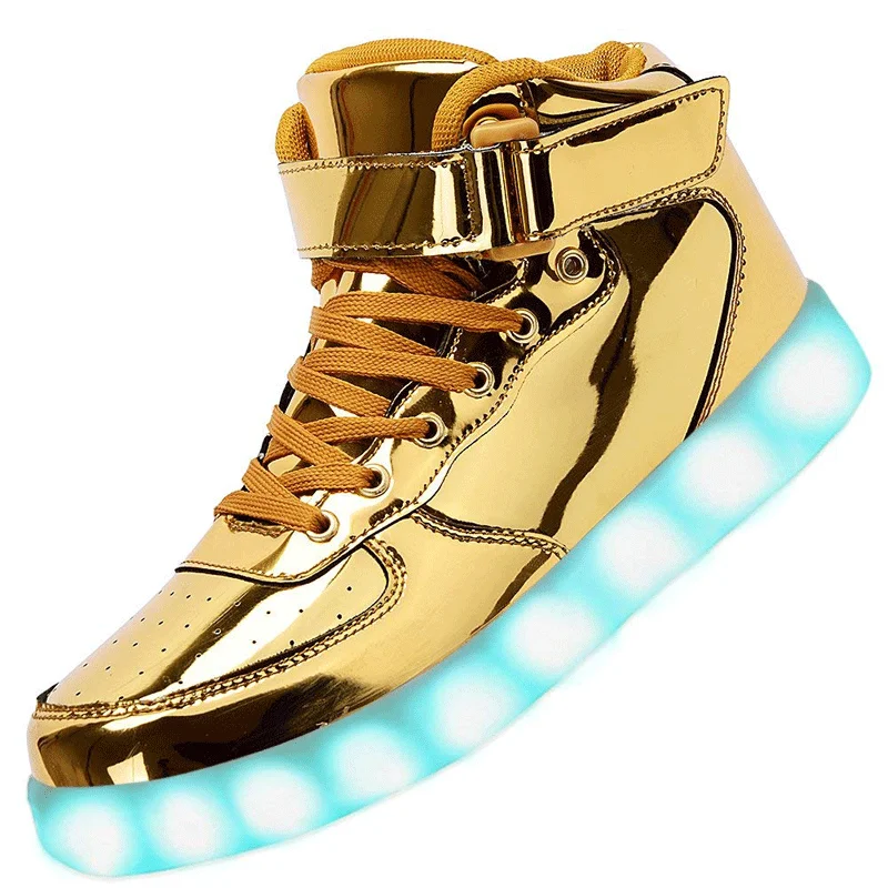 privacy woede groot Usb Charger Luminous Sneakers Glowing Kids Led Shoes High Top Light Up Shoe  For Girls Boys Krasovki Led Gold Sport Shoes - Children Casual Shoes -  AliExpress