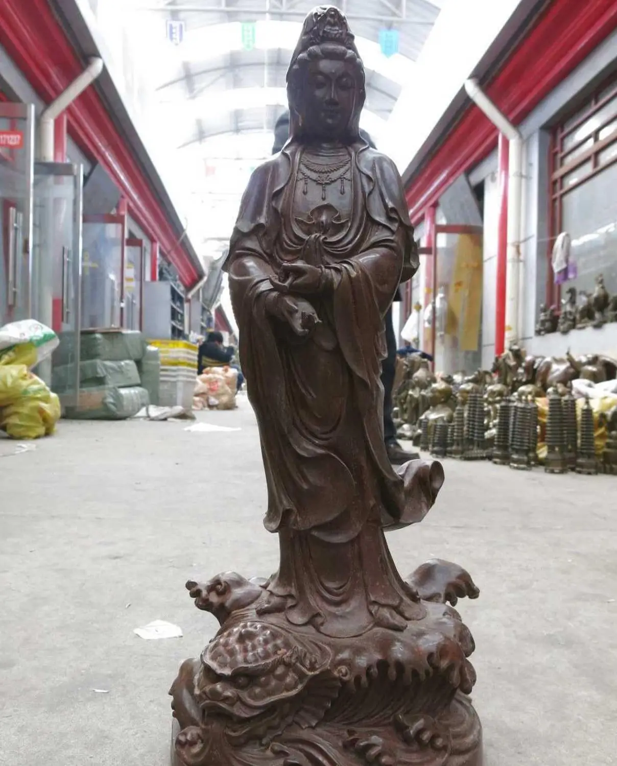 

Bronze sculpture China dragon buddhism KWAN-YIN buddha copper Guanyin Statue