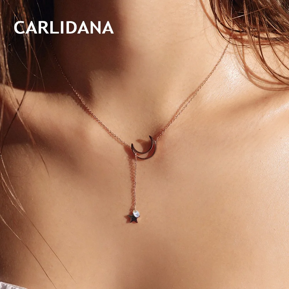 

Women Neckalce Stainless Steel Star Moon Pendants Gold Color Link Chain Necklacces For Women Trendy Fashion Jewelry CARLIDANA