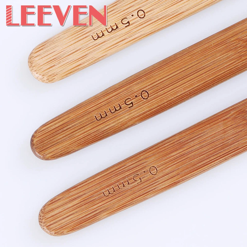Leeven 3 шт. крючком 0 5 мм иглы для вязания металлическая деревянная ручка шитья