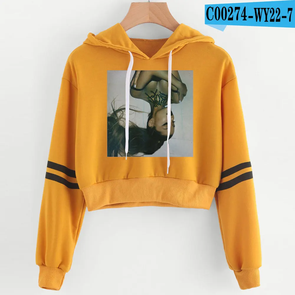 Yellow Ariana Grande, женский сексуальный милый укороченный топ, худи, принт змеи, harajuku, горячая Распродажа, новые повседневные толстовки, свитшоты размера плюс - Цвет: Yellow