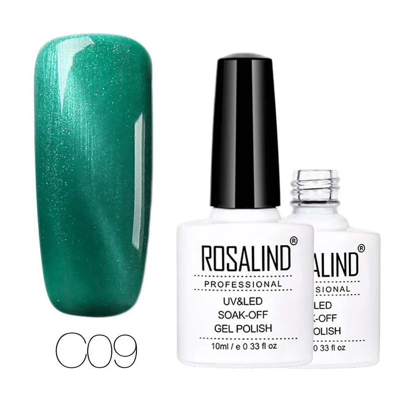 C09 Rosalind гель 1 S магнитный кошачий глаз лак для ногтей C01-30 светодиодный Гель-лак с блестками отмачиваемый Постоянный Магнит лак - Цвет: C09