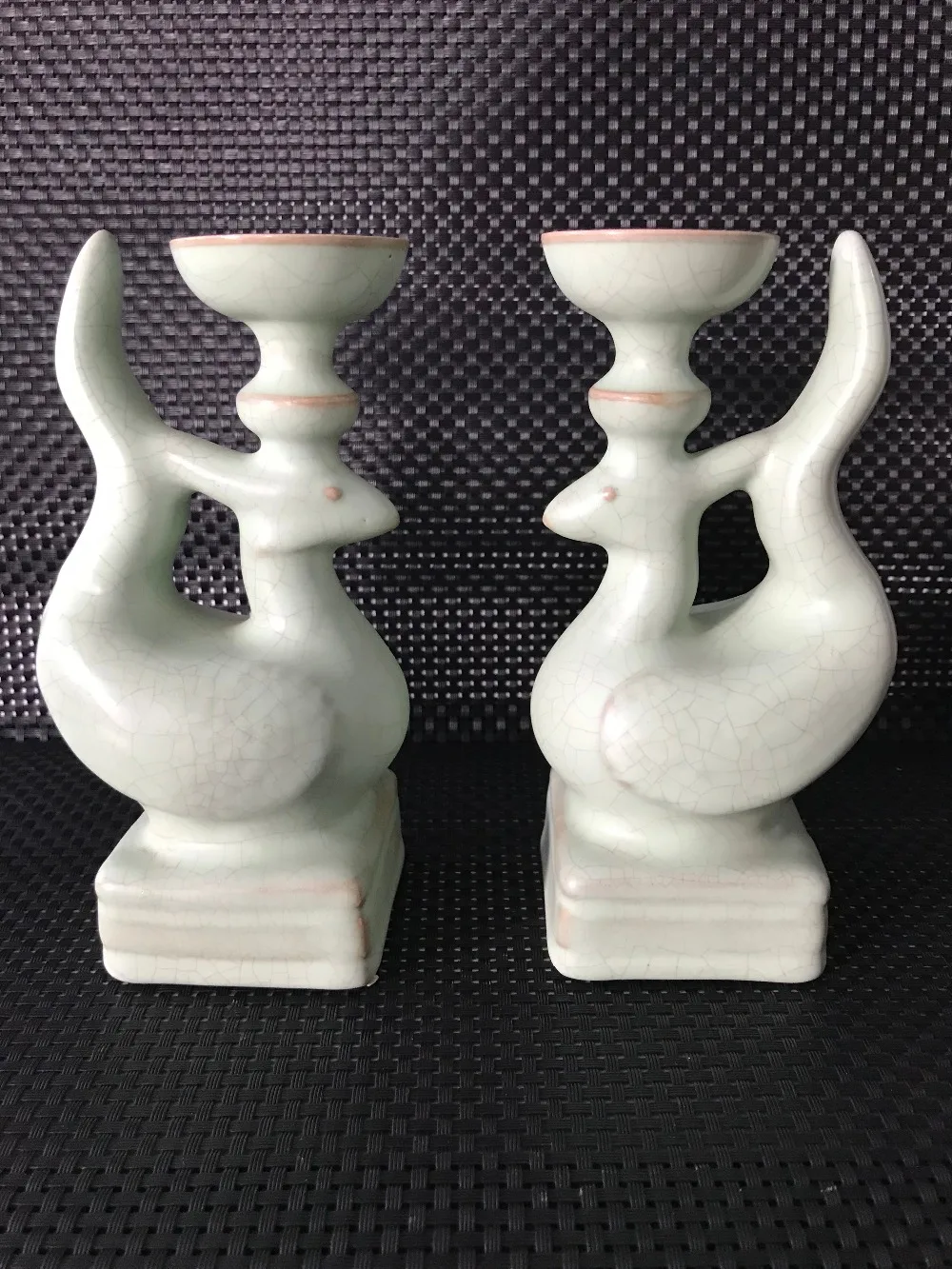 

Chinese folk art day your kiln celadon phoenix candlestick a pair of ceramic arts and crafts