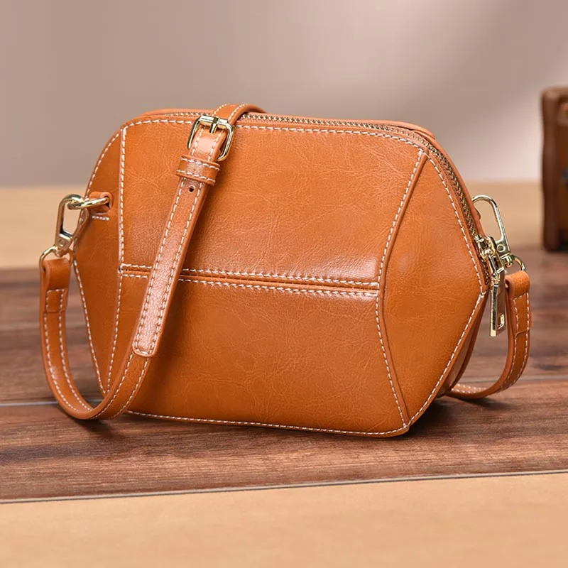 

Korean Style Summer Flap Solid Color Genuine Leather Split Leather Zipper Fashion Crossbody Messenger Bag Women Shoulder Bags