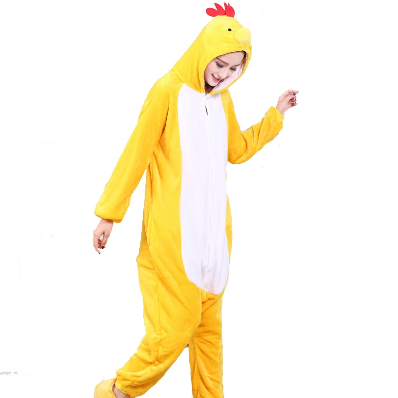 Chicken Onesie for Women Men Adult Animal Cosplay Costume One Piece Pajamas for Halloween Xmas Cartoon Home Party 