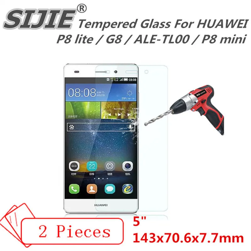 

SIJIE 2PCS Tempered Glass For HUAWEI P8 lite save cover G8 ALE-TL00 P8 mini P8lite Screen Protector protective 5 inch free gift