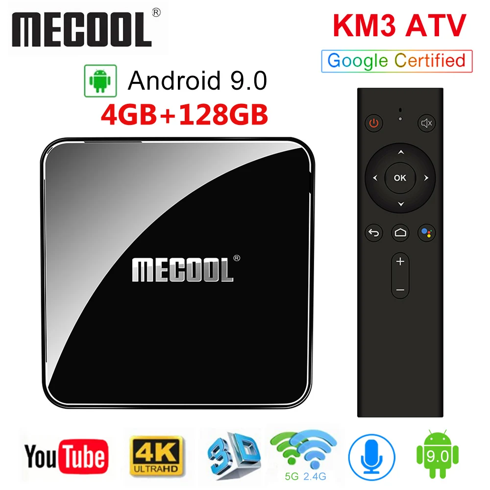 2019 Mecool KM9 برو KM3 ATV 4 gb 64 gb الروبوت 9.0 التلفزيون مربع جوجل معتمد Androidtv Amlogic S905X2 مزدوجة واي فاي 4 K مربع التلفزيون الذكية