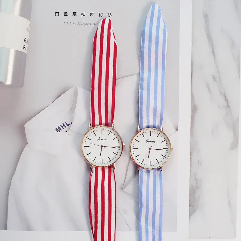 

Quartz Women's Watch Creative Striped Cloth Watch Bracelet Watch Valentine's Day Gift Watch Femme Relogio Feminino 2017