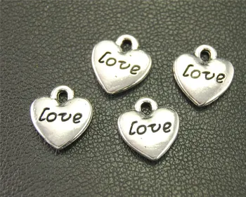 

50pcs Silver Color Love Heart Charms Pendants For Jewelry Making DIY Handmade Craft 11X10mm A1910
