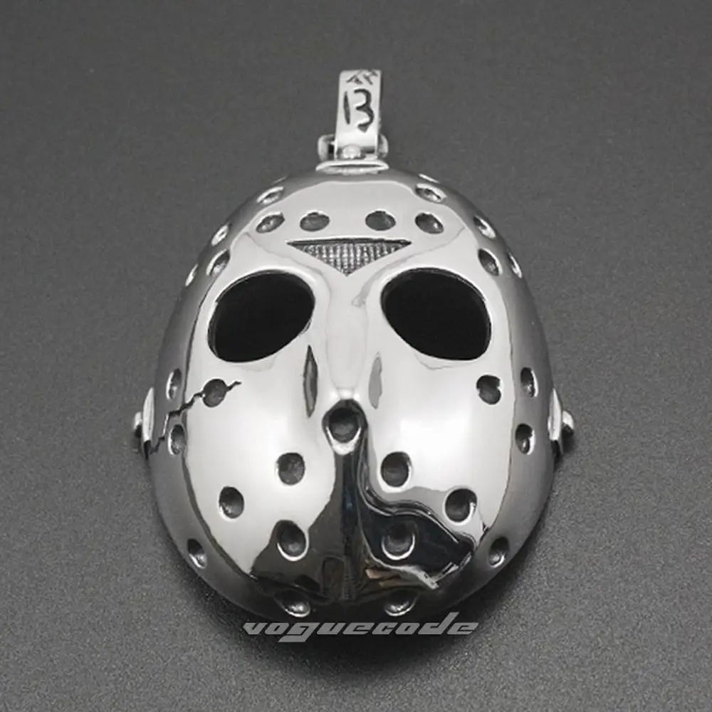 

316L Stainless Steel Halloween Jason Mask Hockey Mens Biker Pendant W030(Necklace 24inch)