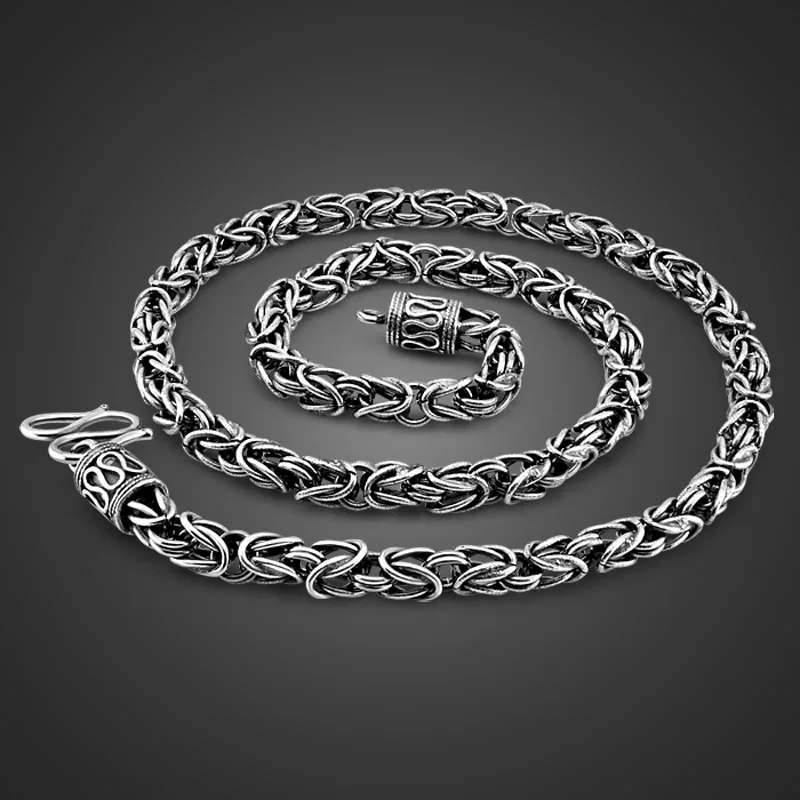 Винтажный стиль 925, тайское серебряное ожерелье, мужское специальное ожерелье с шипами, размер 6mm61cm, мужское однотонное серебряное ожерелье, ювелирные изделия для тела