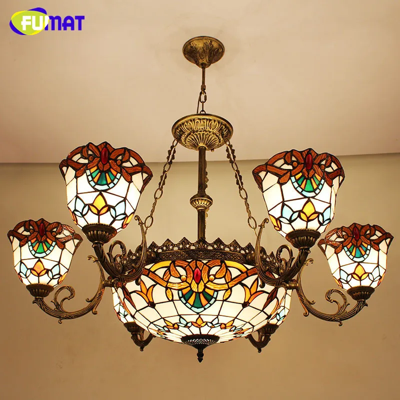 FUMAT витражные подвесные лампы Европейский стиль барокко огни для гостиной спальни креативный художественный абажур светодиодный подвесной светильник
