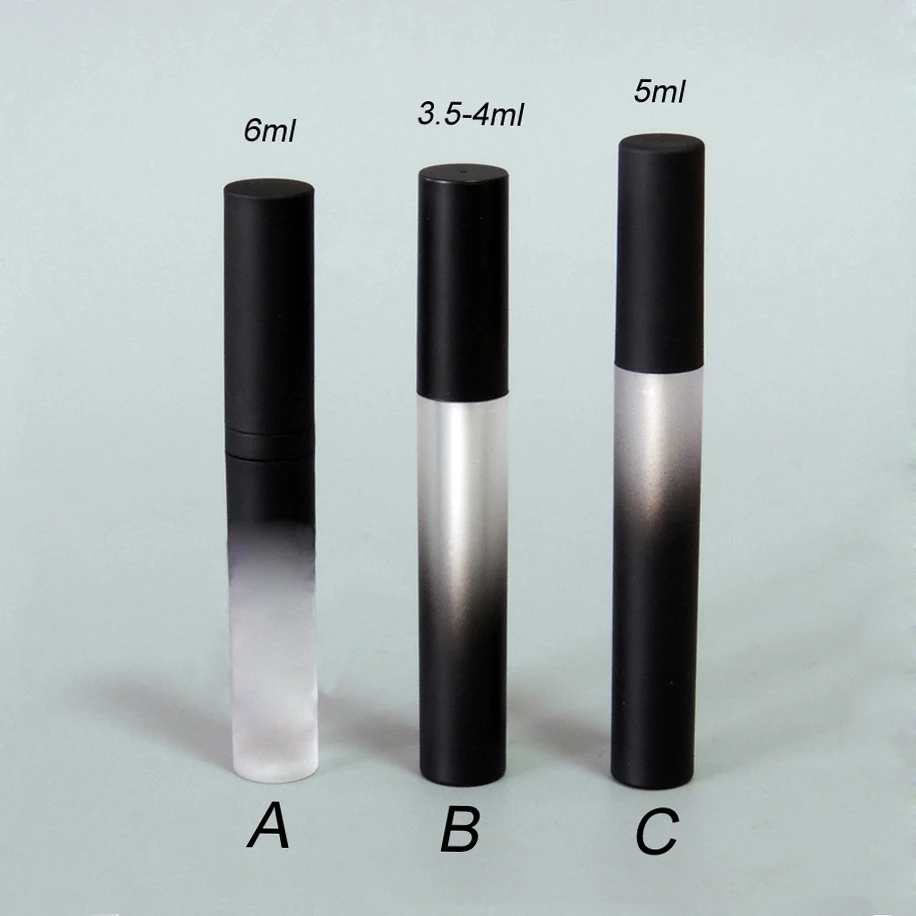 

50pcs/lot Round Empty Lip Gloss Tube, Gradient Black Plastic Elegant Lip Liquid Cosmetic Container, lipgloss vial