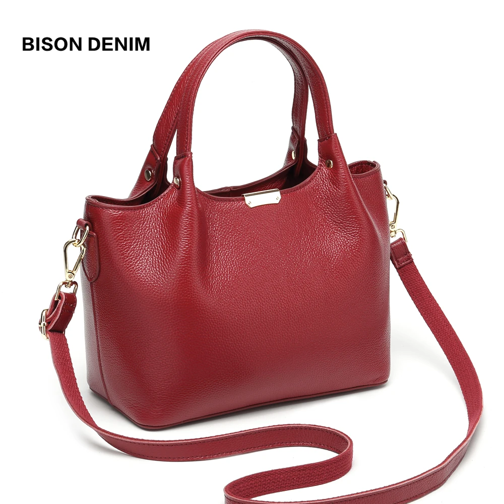 البيسون الدنيم جلد طبيعي حقيبة يد فاخرة حقائب النساء مصمم حقيبة نسائية صغيرة حقيبة رداء علوي غير رسمي-مقبض حقيبة الإناث حقيبة كتف N1621