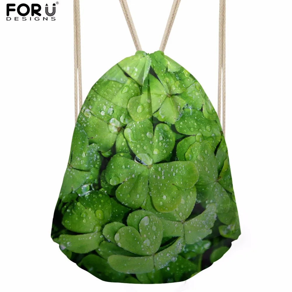 

FORUDESIGNS 3D Green Leaf Printed Women Drawstring Backpack Small Bags Female Girls String Shoulder Bags Cinch Bags Sackpack Bag