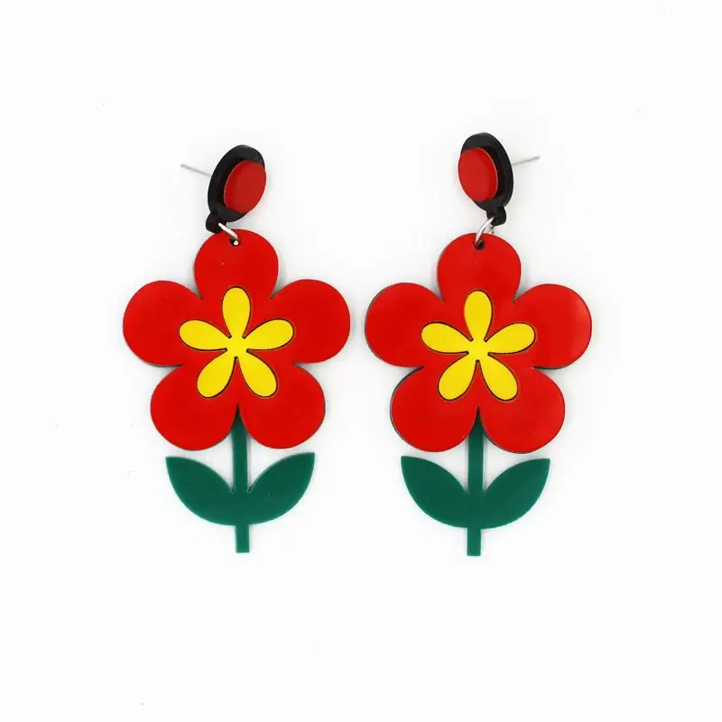 

Long Acrylic Flower Stud Earrings Female Trendy Fashion Jewelry
