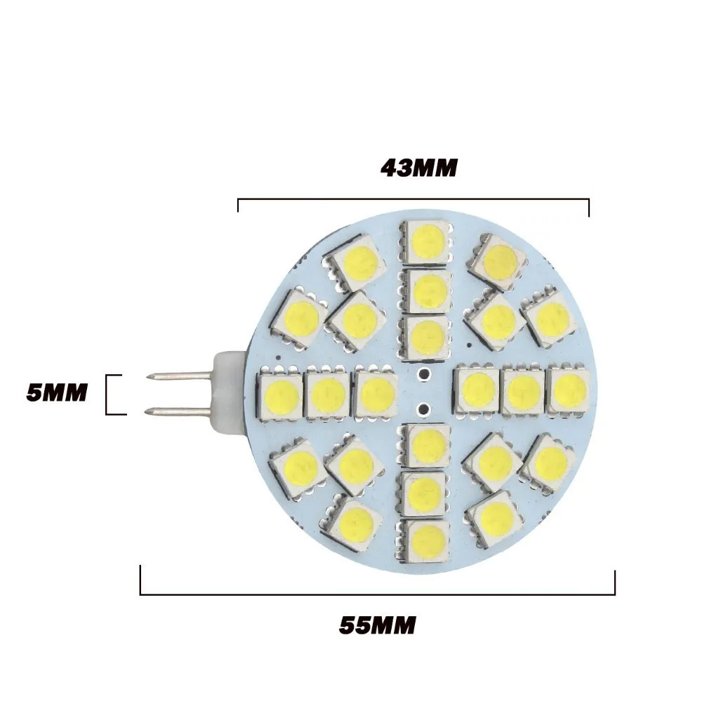 Бесплатная доставка 3 Вт SMD5050 24 светодиода g4 светодиодные лампы 120deg прожектор 100